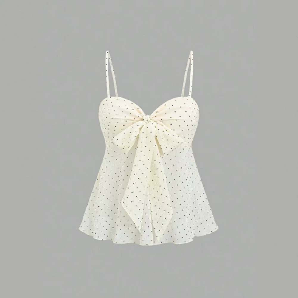 Zara Summer Spaghetti Strap Top Bow Detail Vacation